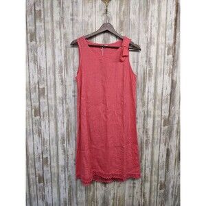Bellambra Red Shift Valentine's Dress 100% Linen Sleeveless Bow Size Medium NWT